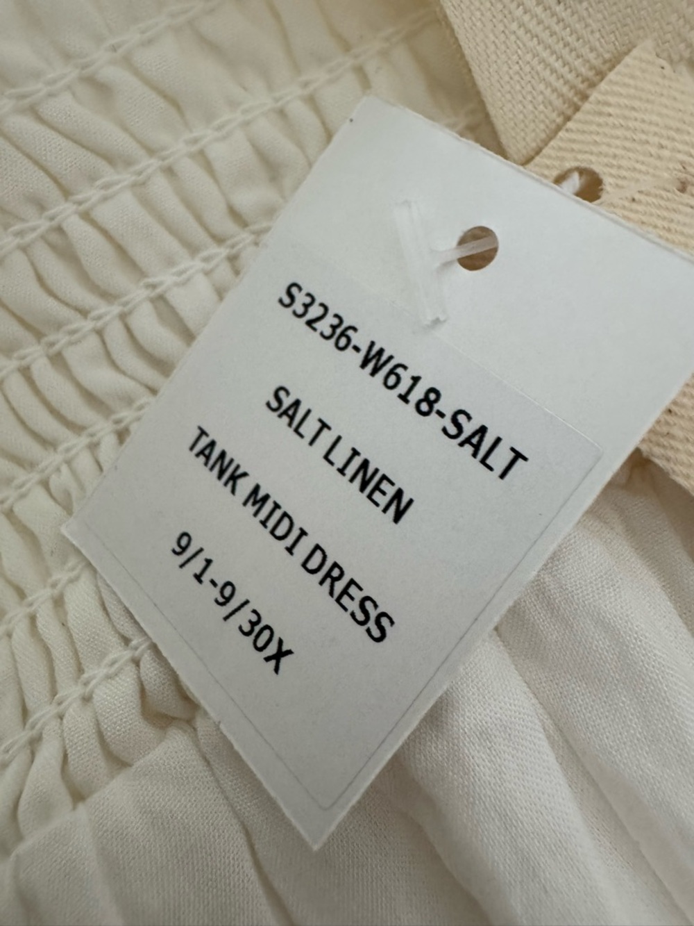 Saltwater Luxe Sorrento Midi Dress Small White Ivory Smocked Tiered Tie Strap - Picture 8 of 8